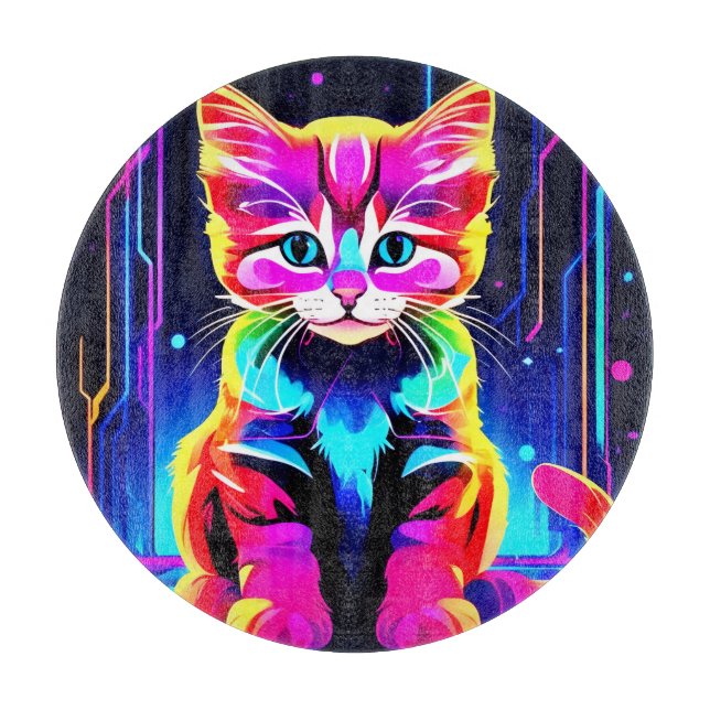 Lebhaftes Cat Artwork Schneidebrett (Vorderseite)