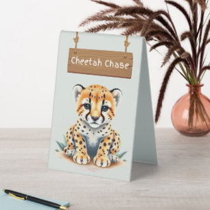 Lebhaftes Cheetah Chase Jungle Safari Tischschild Tischaufsteller