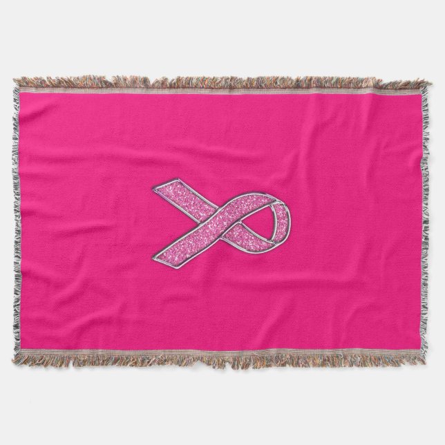 Lebhaftes Chrome Glitzer Stil Rosa Band-Bewusstsei Decke (Vorderseite)