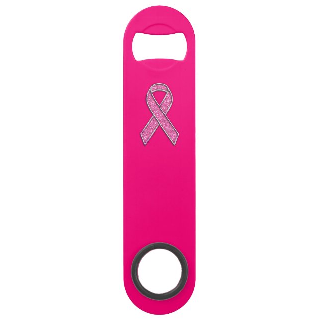 Lebhaftes Chrome-Glitzer-Stil Rosa-Band-Bewusstsei Speed Flaschenöffner (Vorderseite)
