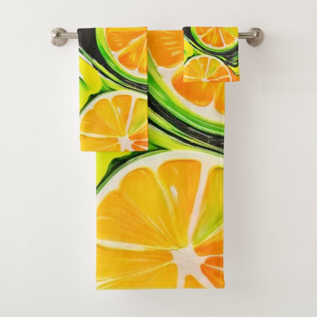 Lebhaftes Citrus-Gemälde Badhandtuch Set (Insitu)