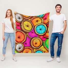 Lebhaftes Coconut Slice Abstract Design Fleecedecke