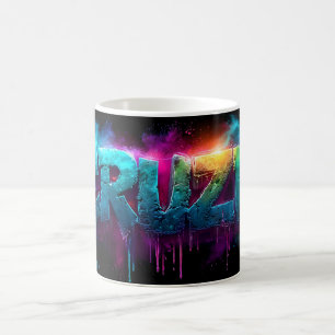 Lebhaftes "Cruze"-Logo mit farbigem Pulver Kaffeetasse