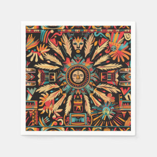 Lebhaftes Cyan "Aztec Dream" Cocktailpapier Napkin Serviette