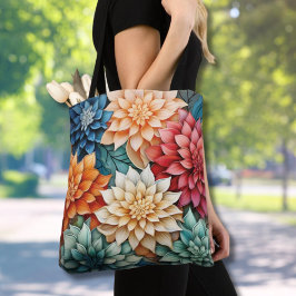 Lebhaftes dahlia florales, farbenfrohes Allover-Mu Tasche