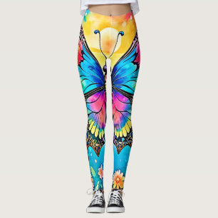 Lebhaftes Design der Blütenschmetterlinge Leggings