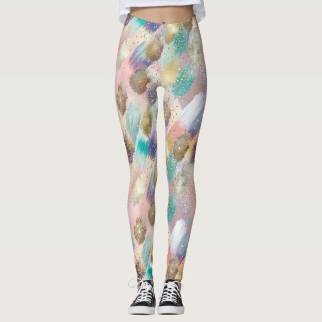 Lebhaftes Diagonal-Pinselmuster Leggings (Vorderseite)