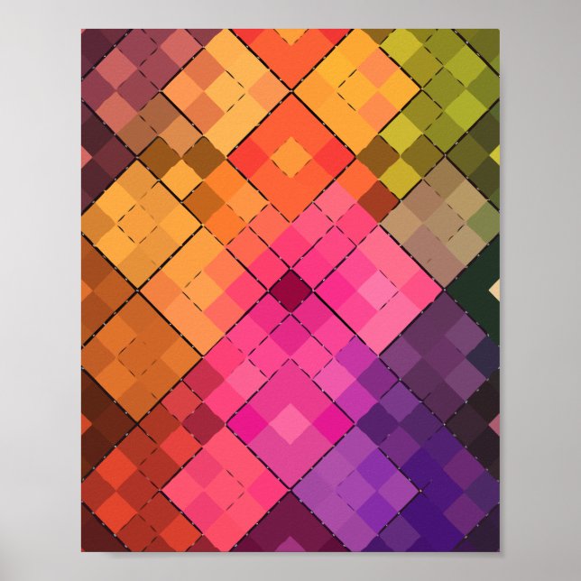 Lebhaftes Diamond-Mosaikmuster Poster (Vorne)