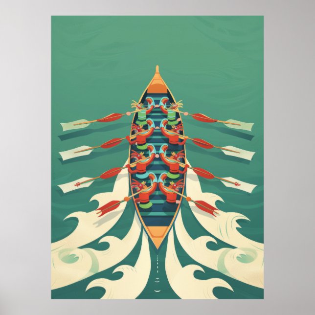 Lebhaftes Dragon Boat Racing Poster (Vorne)
