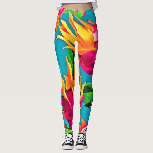 Lebhaftes Dragoon Fruit Pattern Leggings (Vorderseite)
