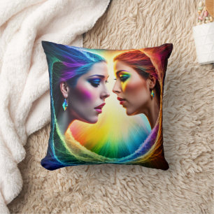 Lebhaftes duales Portrait von Frauen in Makeup Kissen