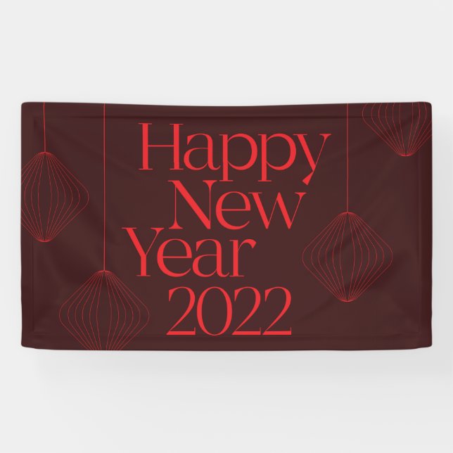 Lebhaftes, elegantes, cooles, glückliches Neujahrs Banner (Horizontal)