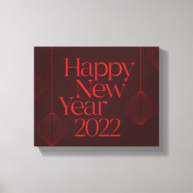 Lebhaftes, elegantes, cooles, glückliches Neujahrs Leinwanddruck (Vorderseite)