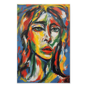 Lebhaftes expressionistisches Abstraktes Frauenpor Fotodruck