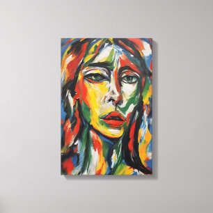 Lebhaftes expressionistisches Abstraktes Frauenpor Leinwanddruck