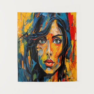 Lebhaftes expressionistisches Portrait Kühne Abstr Wandteppich