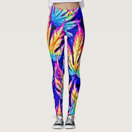 Lebhaftes, farbenfrohes Blätter Muster Leggings