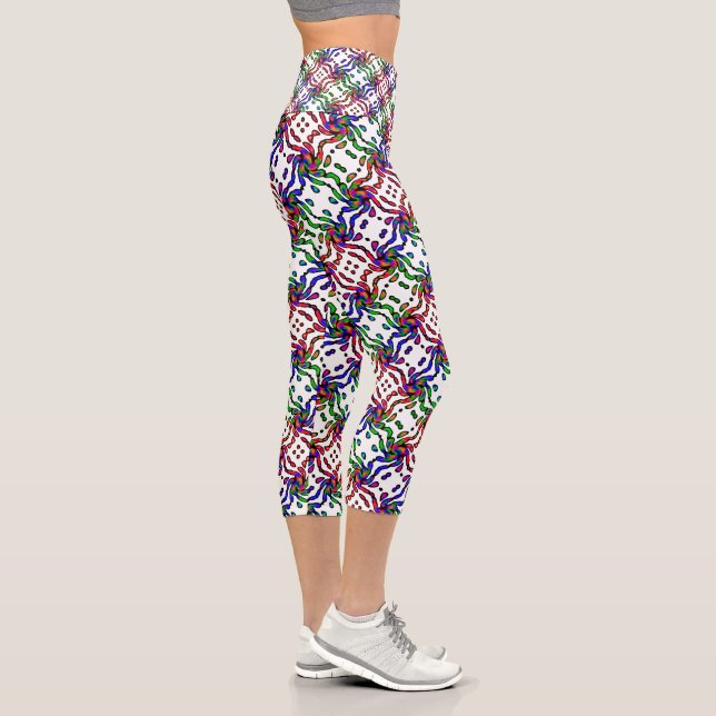 Lebhaftes, farbenfrohes Muster Capri Leggings (Rechts)