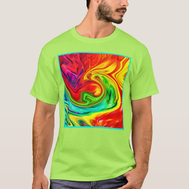 Lebhaftes, farbenfrohes Muster T-Shirt (Vorderseite)