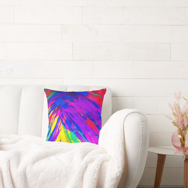 Lebhaftes farbenfrohes Regenbogendesign Kissen (Liege)