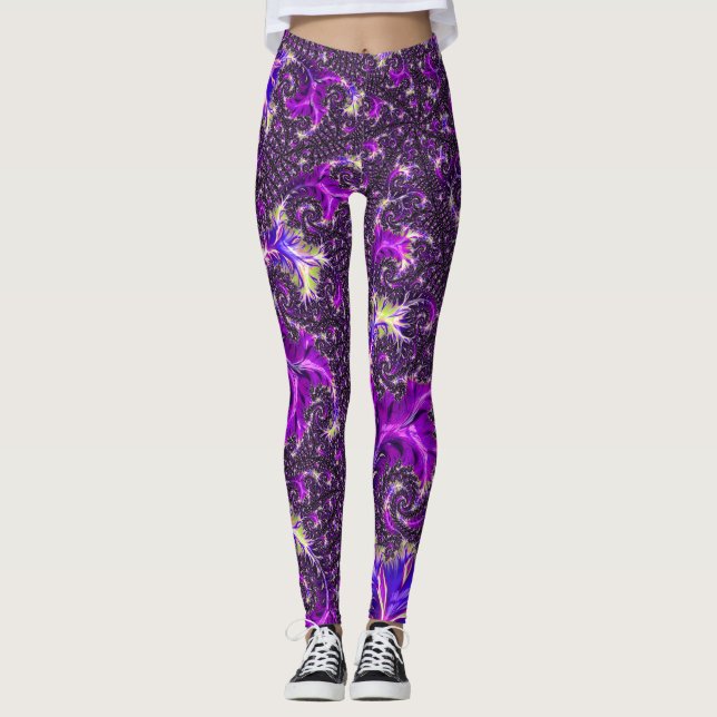 Lebhaftes farbenfrohes Trippy Groovy Boho Spiral F Leggings (Vorderseite)