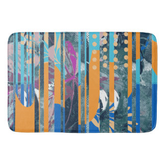 Lebhaftes farbenprächtiges Blumendesign und geomet Badematte