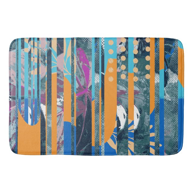 Lebhaftes farbenprächtiges Blumendesign und geomet Badematte (Vorderseite)