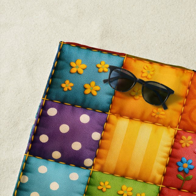 Lebhaftes, farbenprächtiges Muster Strandtuch (Beispiel)