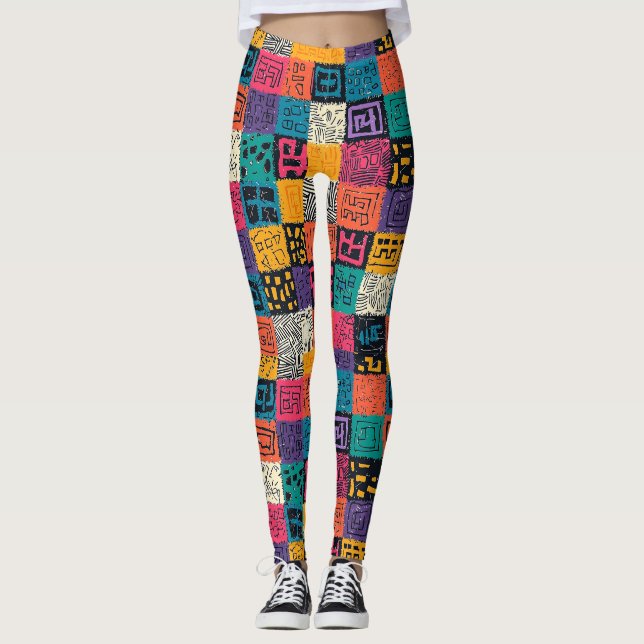 Lebhaftes farbiges Box-Muster (1) Leggings (Vorderseite)
