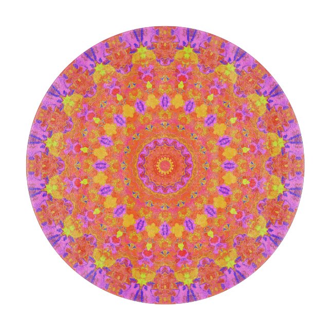 Lebhaftes farbiges Psychedelisches Abstraktes Kale Schneidebrett (Vorderseite)