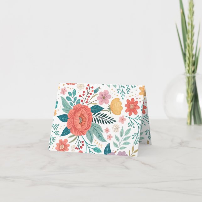 Lebhaftes, florales Multioptikmuster Dankeskarte (Vorderseite)