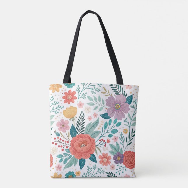 Lebhaftes, florales Multioptikmuster Tasche (Rückseite)