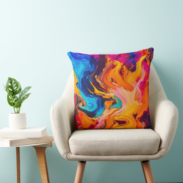 Lebhaftes flüssiges Artwork Kissen (Stuhl )