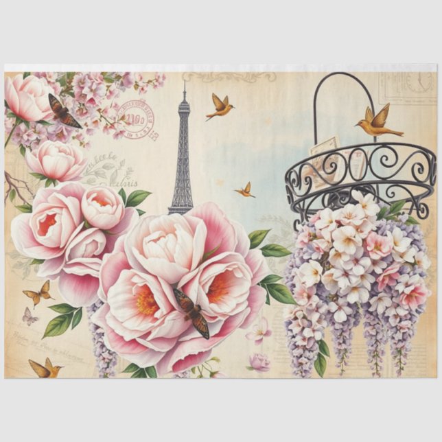 Lebhaftes französisches Collage Decoupage | Parise Seidenpapier (Vorderseite)