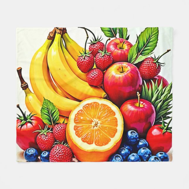 Lebhaftes frisches Obst Fleecedecke (Vorderseite (Horizontal))