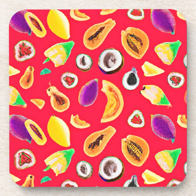 Lebhaftes Fruchtigkeit Delight Pattern Getränkeuntersetzer (Vorderseite)