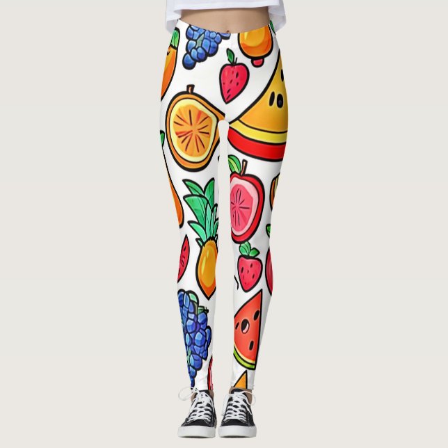 Lebhaftes Fruchtmuster Leggings (Vorderseite)