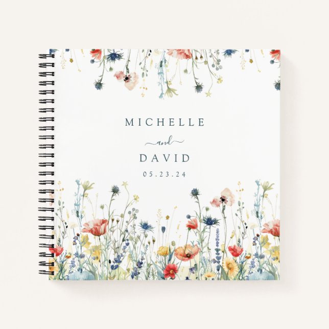 Lebhaftes Gästebuch der Wildblume Wedding Notizbuch (Vorderseite)