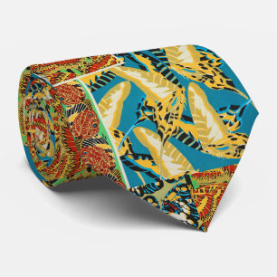 Lebhaftes Gelb & Türkis Art Deco Schmetterlingskun Krawatte