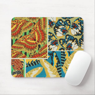 Lebhaftes Gelb & Türkis Art Deco Schmetterlingskun Mousepad