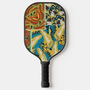 Lebhaftes Gelb & Türkis Art Deco Schmetterlingskun Pickleball Schläger