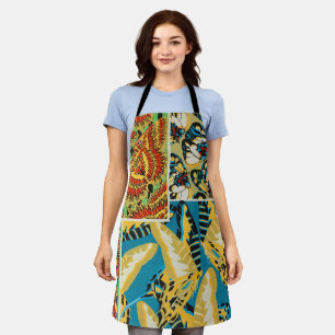 Lebhaftes Gelb & Türkis Art Deco Schmetterlingskun Schürze