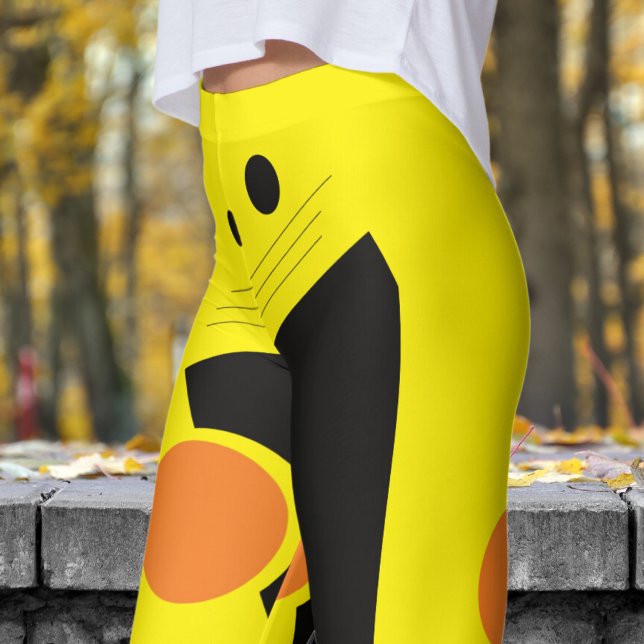 Lebhaftes gelbes Abstraktes Muster Leggings (Abstract on Bright Yellow)