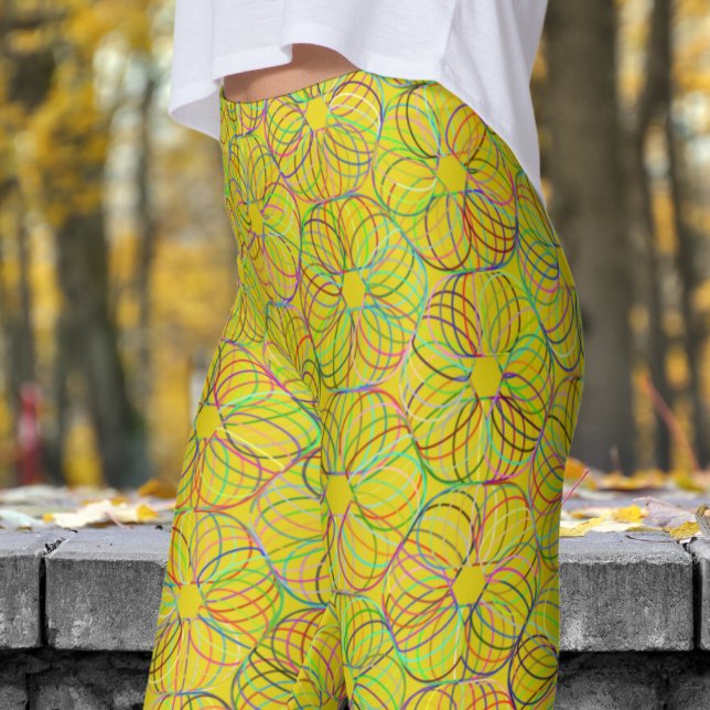 Lebhaftes gelbes zyklisches Chaos-Muster Leggings (Yellow Cyclic Chaos)