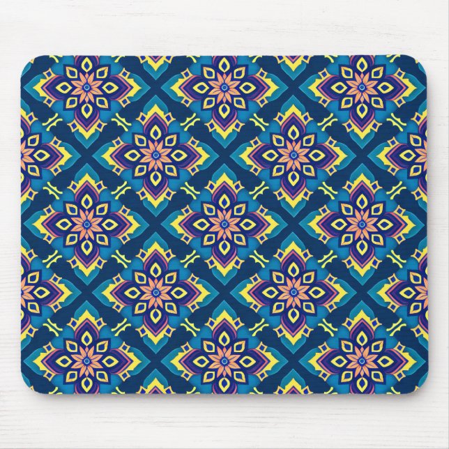 Lebhaftes geometrisches Boho-Muster Mousepad (Vorne)