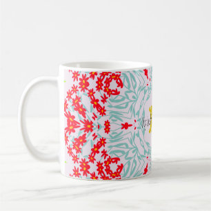 Lebhaftes geometrisches Design in Rot und Blau Kaffeetasse