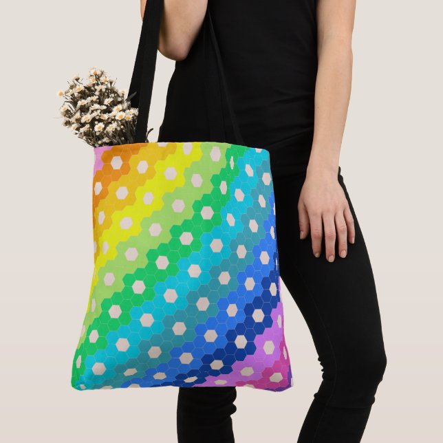 Lebhaftes geometrisches Hexagon-Muster für Regenbo Tasche (Von Nahem)