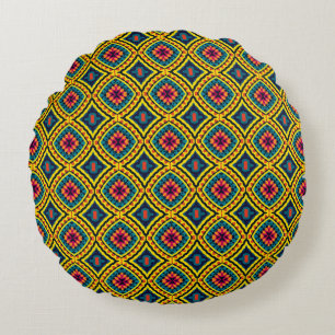 Lebhaftes geometrisches Mosaikmuster Rundes Kissen