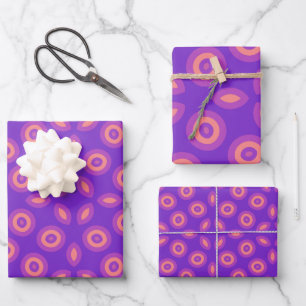 Lebhaftes geometrisches Muster im Lila und koralle Geschenkpapier Set