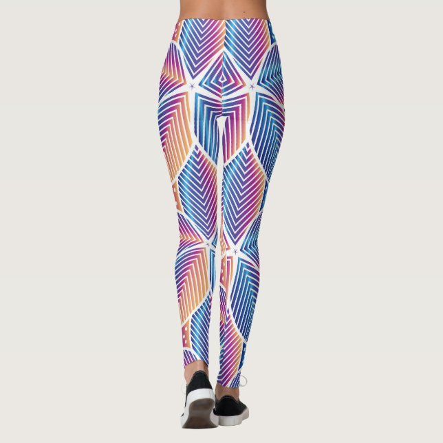 Lebhaftes geometrisches Muster Leggings (Rückseite)